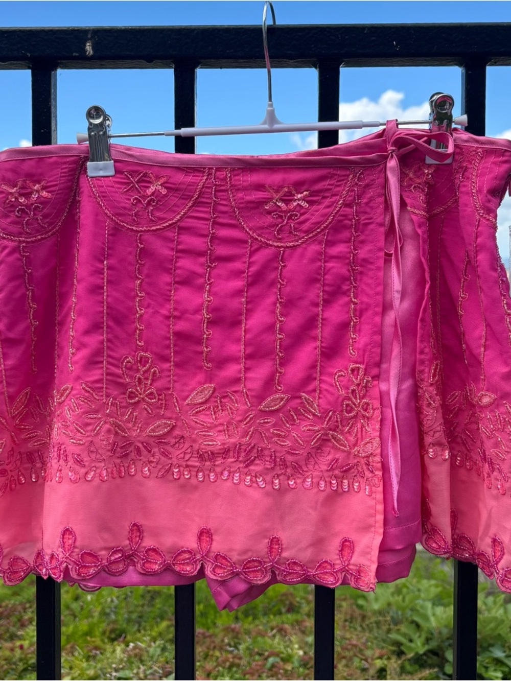 NWT! Free People Pink Embroidered Sequin Tie-Waist Mini Skort - Picture 5 of 12
